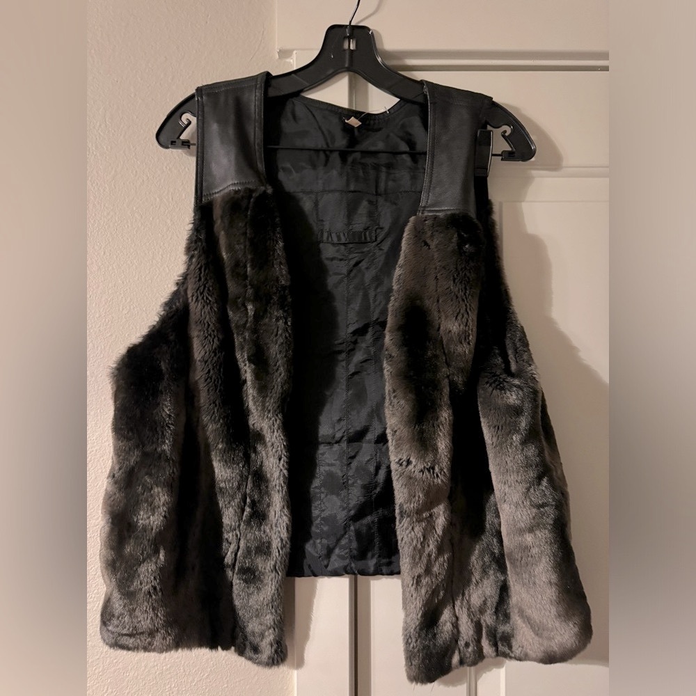 Free People Faux Fur Vest in Black and Brown